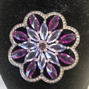 Vintage purple faux rhinestone brooch